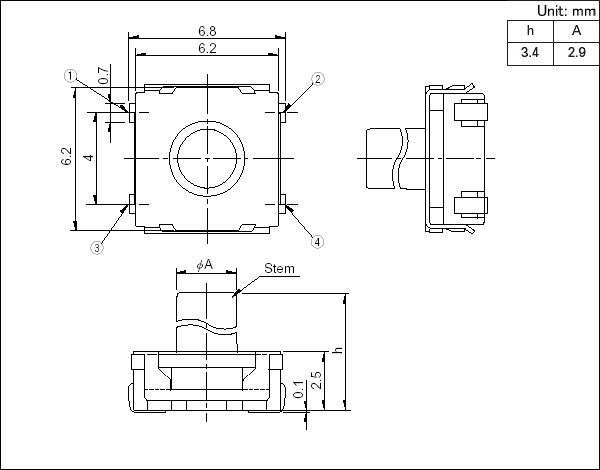 alps輕觸開關(guān)SKRAAKE010_規(guī)格圖紙